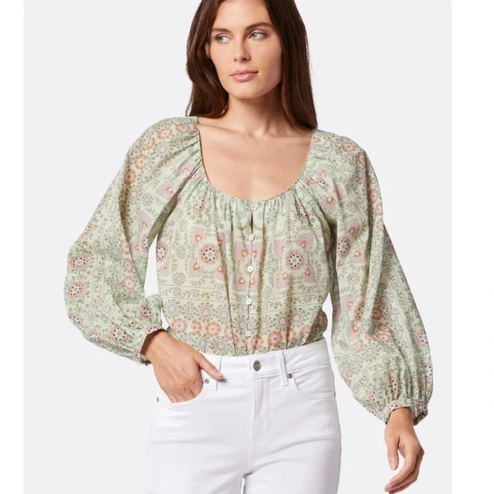 NWT Womens Joie Damarre Long Sleeve COTTON TOP IN GREEN size XXS​​​​​​​ - Picture 2 of 9